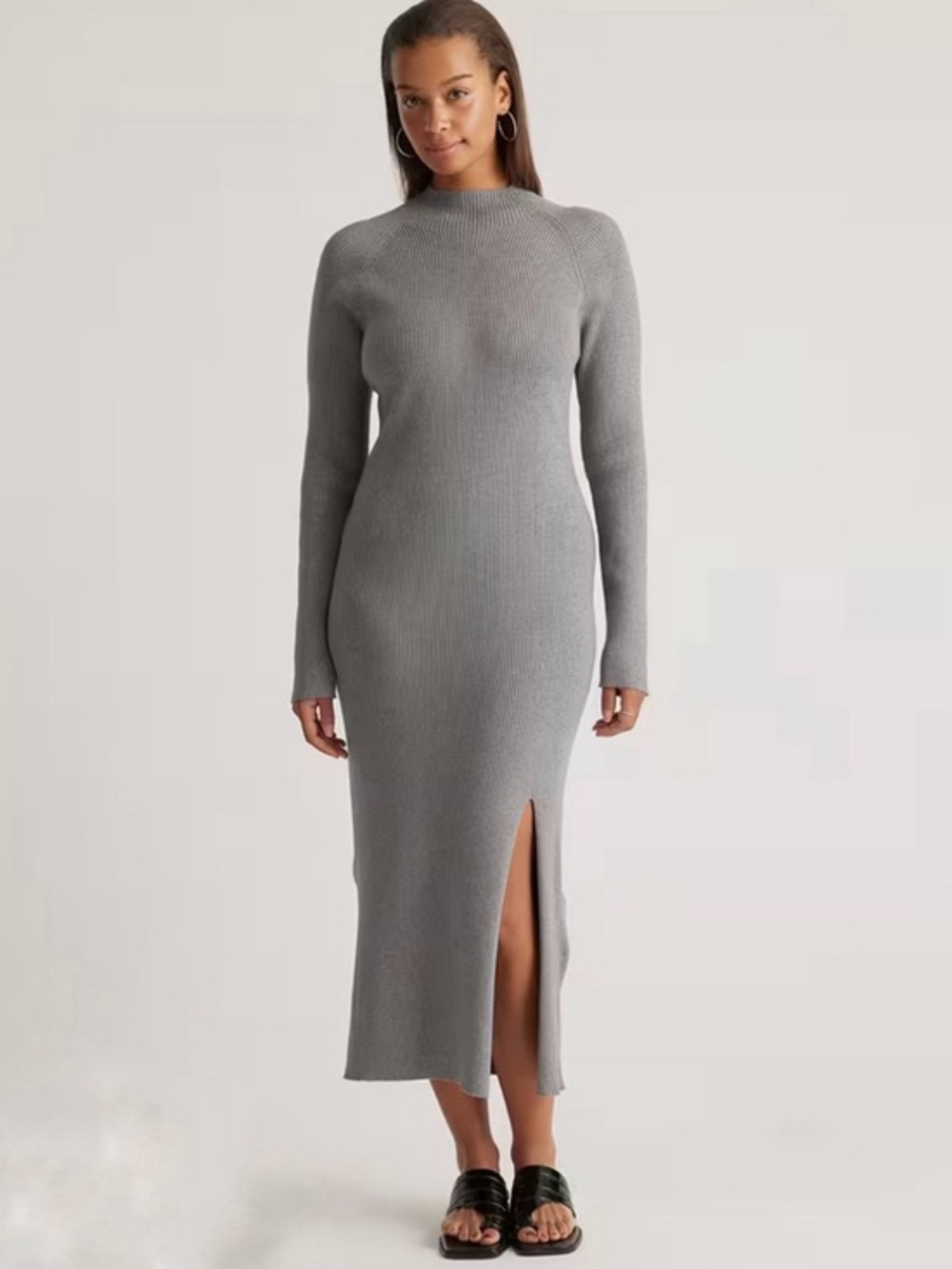 Quince Eco-Knit Ribbed Mock Neck Sweater Dress NWT , sz : XS